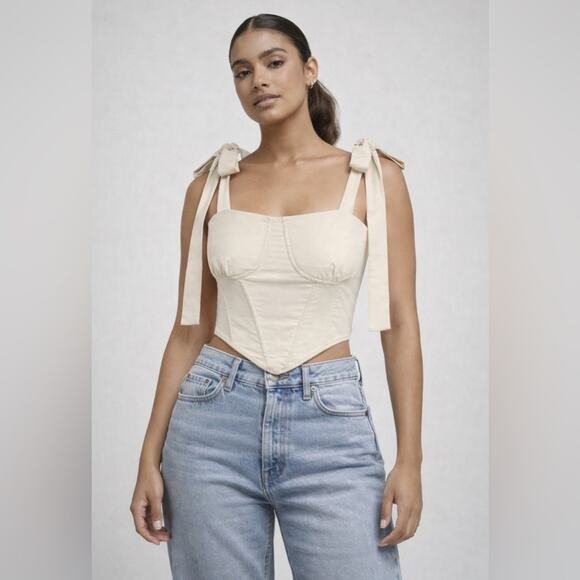 Cider Tops - Juniors Cider Cream Tie-Strap Corset Top • XL • NWT
